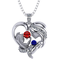 Family Cross Birthstone Mothers Necklace